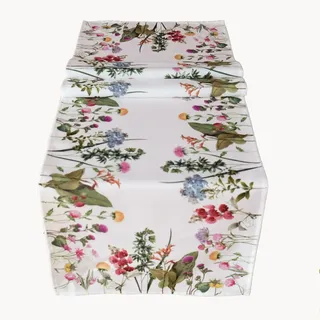 Tischwäsche mit Motiv Sonnenblumen 40 x 90 cm - Weiß