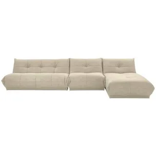 Livetastic Ecksofa , Creme , Textil , Ottomane rechts, L-Form, einzeln stellbar , 390x185 cm , Made in Eu , Rücken echt, individuell planbar , Wohnzimmer, Sofas & Couches, Wohnlandschaften, Ecksofas