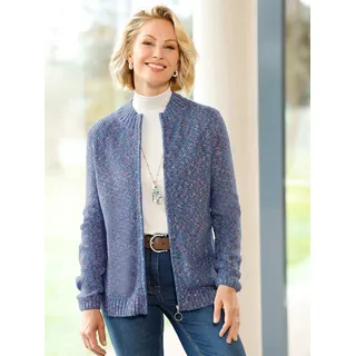 Strickjacke CLASSIC BASICS, Damen, Gr. 40, blau (mittelblau, meliert), 100% Polyacryl, meliert, Strickjacken Strickjacke