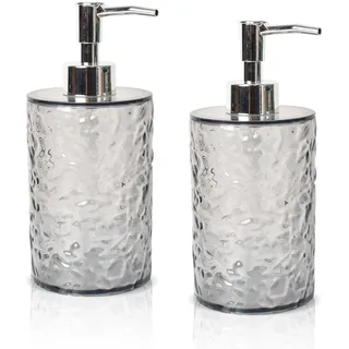 2 Stück Seifenspender Küche Bad, 400ml Duschgel Spender,Vintage-Soap Dispenser Mit Pumpe,Kunststoff Spülmittelspender mit Wellentextur,Für Badezimmer,Küche Arbeitsplattem Rund