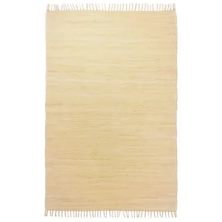 Zaba Theko Dhurry | Fleckerl | Flachgewebe-Teppich aus 100% Baumwolle; handgewebt, waschbar, beidseitig verwendbar | 70 x 140 cm; Natur | Happy Cotton
