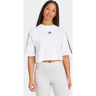 adidas Women's Essentials 3-Stripes Cotton Loose T-Shirt, White/Black, XL,