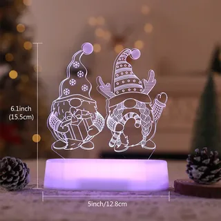 3D Weihnachten Nachtlicht LED Illusion Lampe mit 7 Farben Batteriebetrieben Nachtlichter mit Fernbedienung Nachttischlampe Party Weihnachtsdekoration