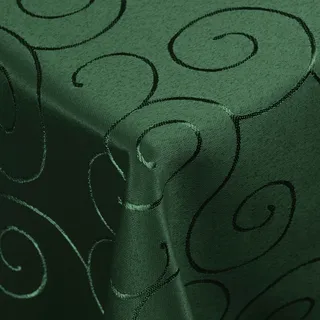 DecoHomeTextil Kringel Tischdecke, Quadratisch 130 x 130 cm Dunkelgrün, schwere Qualtität, glänzend, Damast Tafeldecke