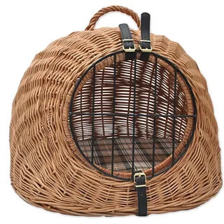 Aumüller Katzenhöhle/Transportkorb aus Vollweide inkl. Liegekissen - 60 cm