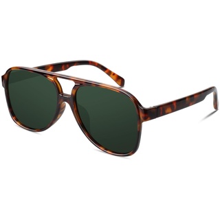 GQUEEN Retro Pilotenbrille Damen Herren 70s Polarisiert Sonnenbrille UV400