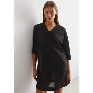 Marc O'Polo Strandkleid leichtes Tunika-Kleid, seitliche Schlitze, schwarz