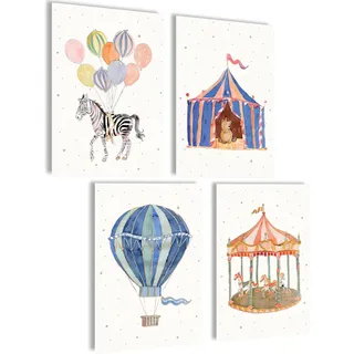 mojoliving Bilder Kinderzimmer jungen Baby Zimmer Poster Set Wandbilder Kinderzimmer mädchen Babyzimmer Deko Bilder für Baby Zimmer Dekoration (Zirkus)