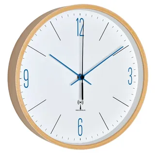 TFA Analoge Design Funk-Wanduhr 25,5 cm 60.3524.06 weiß/blau