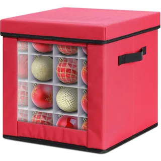 Weihnachtskugeln Aufbewahrung, Ohuhu Aufbewahrung Weihnachtskugeln mit Rückentasche, Weihnachtsschmuck Aufbewahrungsbox, 64 Fächer, Transparentes Design