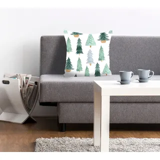 queence Dekokissen »Janosch« mit grünen Tannenbäumen, grün