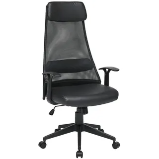 Novel Drehstuhl , Schwarz , Kunststoff, Textil , Rollen, Drehkreuz , 67x117-125x70 cm , Sitzfläche 360° drehbar, inklusive Armlehnen , Büromöbel, Bürostühle, Drehstühle