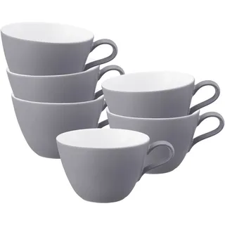 Tasse SELTMANN WEIDEN "Milchkaffeetassen Life Fashion 370 ml 6er Set", grau (elegant grau), 6 tlg., Porzellan, Trinkgefäße, Tasse