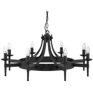 Searchlight Kronleuchter , Schwarz , Metall , 120 cm , Europäischer Sicherheitsstandard , Lampen & Leuchten, Innenbeleuchtung, Hängeleuchten, Kronleuchter