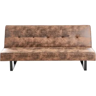 Beliani 3-Sitzer Kunstleder Dunkelbraun gesteppt mit Schlaffunktion Derby
