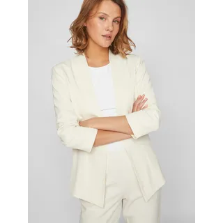 Kurzblazer VILA "VIHER NEW 3/4 BLAZER -NOOS", Damen, Gr. XS, beige (birch), Web, Obermaterial: 63% Polyester, 33% Viskose, 4% Elasthan, unifarben, regular fit hüftlang, Blazer Kurzblazer, Materialmix, regular fit