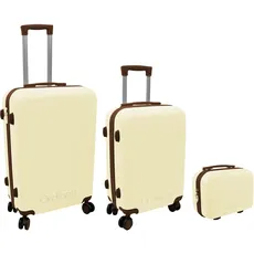 Ordinett Voyager Set mit 3 Reise-Beauty+ Kabinengepäck + mittelgroßer Koffer, Weiß, 15 l + 43 l + 60 l, 3 Einheiten
