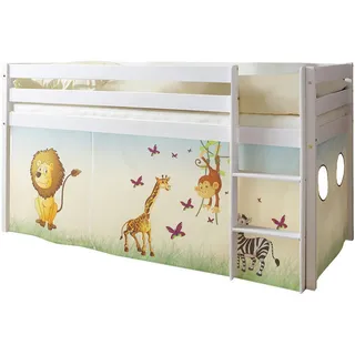 Mid.you Hochbett , Multicolor, Weiß , Holz , Kiefer , vollmassiv , Höhe ca. 16 cm , 90x200 cm , nur für Rollroste geeignet , Babymöbel & Kindermöbel, Kinderzimmer & Jugendzimmer, Kinderbetten, Hochbetten