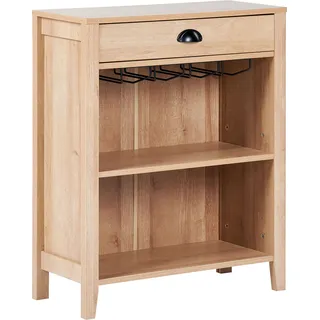 BELIANI Sideboard mit Schublade Hellbraun Holzoptik Glashalter Elegant Weinschrank Aufbewahrung Stauraum Wohnzimmer Küche Flur - Braun