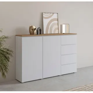 INOSIGN Highboard »Modo, Breite 150 cm, moderne grifflose Kommode 2Türen/4 SK« Schubladenkommode mit viel Stauraum, Einlegeböden verstellbar weiß