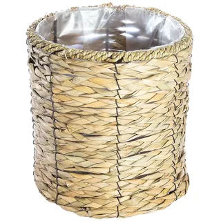 GILDE 2er Set Übertopf Jelena aus Seegras - naturfarben - Höhe 30 cm x Ø 29 cm - Kunststofftüte im Inneren