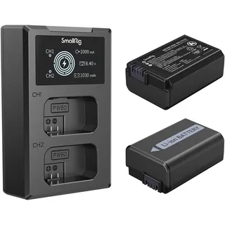 SmallRig 3818 NP-FW50 Kit bestehend aus 2x Kameraakku und Ladegerät-kit - Black