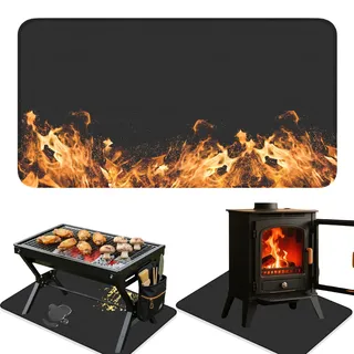 Feuerfeste Unterlage,Doppelseitig 1mmX127cmX97cm Grillunterlage Bodenschutzmatte,Grillteppich für Gasgrill,Feuerfest, Rutschfest und Wasserdicht,für BBQ Grills Kaminöfen Rasen