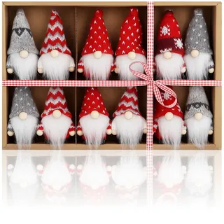 com-four® 12x Premium Weihnachtsmann Anhänger für den Weihnachtsbaum, Christbaumfiguren Anhänger als Baumschmuck, Weihnachtsdeko oder Geschenkanhänger, Schwedische Skandinavische Deko Trolle