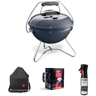 Weber Smokey Joe Premium Holzkohlegrill, Ø 37cm Grillfläche, portabeler BBQ Grill mit praktischem Tragebügel, porzellanemaillierten Deckel & Kessel - Slate Blue (1126804)