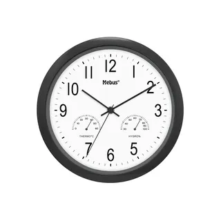 MEBUS Quarz Wanduhr Ø26cm schwarz - Schwarz