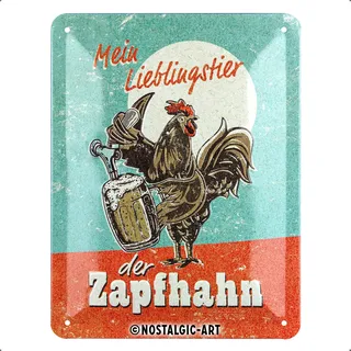 Nostalgic-Art Retro Blechschild, 15 x 20 cm, Lieblingstier Zapfhahn – Geschenk-Idee als Bar-Zubehör, aus Metall, Vintage Design mit Spruch, Blechschilder Sprüche, Bier-Deko