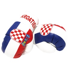 Sportfanshop24 Mini Boxhandschuhe Kroatien, 1 Paar (2 Stück) Miniboxhandschuhe z. B. für Auto-Innenspiegel
