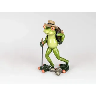 formano lustige Frosch Figur Wanderer 17 cm Bunte Polyresin Dekofigur handbemalt & detailreich – originelle Tierfigur für Wohnzimmer, Regal & Sammler, Geschenkidee