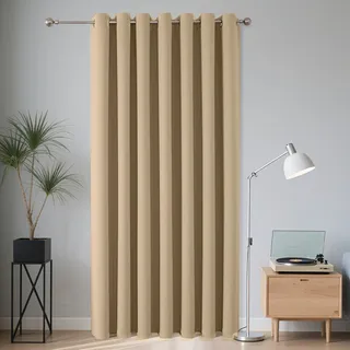 Joydeco Verdunklungsvorhänge 1 Stück,Türvorhang Blickdichte Türgardine,Tür Vorhang mit Ösen Thermo Kälteschutz Hitzeschutz Schallschutz für Schlafzimmer Wohnzimmer(Hell Beige,1xH210xB132)