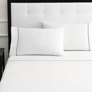 Kate Spade New York Dot King Bettlaken-Set, Fadenzahl 300 und 100% Baumwolle, 4-teiliges Bettwäscheset, maschinenwaschbar, Weiß und Schwarz