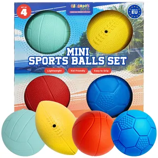 GERARDO'S Mini Sports Balls - Assorted Toy Ball Set Volleyball, Basketball, Football for Beach, Pool or Indoor for Toddlers and Kids Age 3 and Up Indoor for Kids