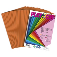 PLAY-CUT Tonpapier A4 Mandarin (130g/m2) | 20 Bogen Din A4 Papier zum Basteln Drucken | Dickes Bedruckbares Bastelpapier Set und Druckerpapier A4 | Premium Tonzeichenpapier & Craft Paper