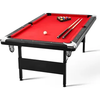 Billardtisch - 2,13 m Pooltisch - Platzsparender klappbarer Tisch - Billard-Set mit Bällen, Queues & Kreide - Schwarz - Ideal für Familienspielzimmer - Kinder & Erwachsene.
