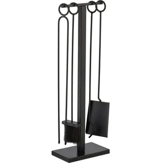 Relaxdays Kaminbesteck 5-teilig Metall 0,81 x 0,17 m Schwarz