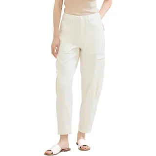 TOM TAILOR Denim Damen Barrel Mom Fit Cargo Hose, off white, S