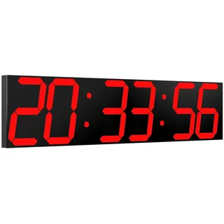 CHKOSDA Digitale Wanduhr, übergroße LED-Digitaluhr mit Auto-Dimmer, riesiger Countdown-Timer mit Fernbedienung, 27in breites LED-Display, 6 Ziffern, Wandhalterung, Datum und Temperatur(Rot)