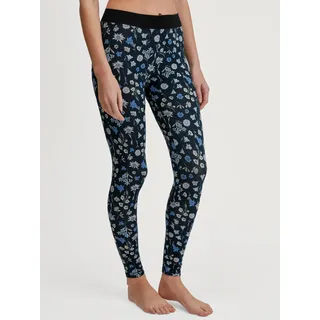 Leggings CALIDA "Elastic Trend", Damen, Gr. L (48/50), N-Gr, schwarz (schwarz print), Single Jersey, Obermaterial: 94% Baumwolle, 6% Elasthan, eng lang, Hosen Leggings, floraler Print, Baumwollmix, weicher elastischer Bund, bequem