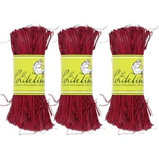 La cordeline Natürliches Raphia-Set, 3 x 50 g, Farbe: Himbeerrot, für Garten, Handwerk, Dekoration, Verpackung