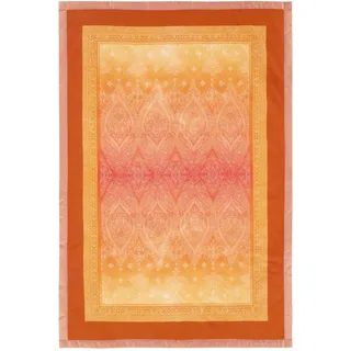 BASSETTI Granfoulard Plaid Kerala O1 orange 135x190 cm, luxuriöse Wohndecke aus 100% mercerisierter Baumwolle, weiche Tagesdecke, kuschelig leicht, hautsympathisch, pflegeleicht