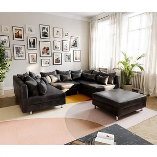 DeLife Wohnlandschaft Clovis Anthrazit Antik Optik modular Hocker, Design Wohnlandschaften, Couch Loft, Modulsofa, modular
