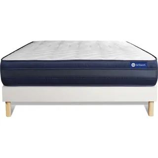 Actilatex tech matratze 160x210cm + Bettgestell mit lattenrost , Härtegrad 5 , Latex und Memory-Schaum , Höhe : 24 cm - Weiß