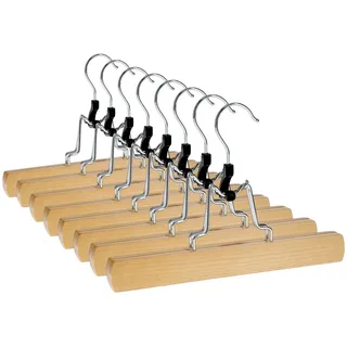 8 x Hosenbügel Klemmbügel VonBueren | Hosenspanner aus Holz | Kleiderbügel für Hosen | rutschfest | mit drehbarem Haken