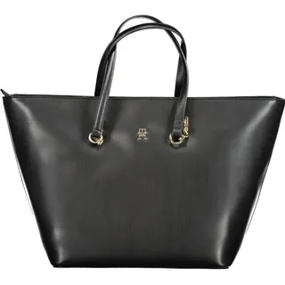 Eleganter schwarzer Damen-Shopper mit Reißverschluss und Logo-Detail - Schwarz