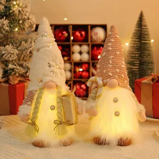 BBLTIFF Weihnachtsdeko, 2 Stück Weihnachts Wichtel mit LED, Wichtel Weihnachten, Weihnachtswichtel Plüsch, Beleuchtete Weihnachtsdeko, für Weihnachtsdekoration, Kindergeschenke, Valentinstagsgeschenk