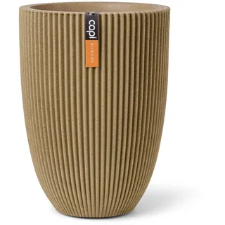 Capi Europe - Gefäß elegant niedrig Groove NL - 34x46 - Beige - Blumentopf für den Innen- und Außeneinsatz - Übertopf - Pflanztopf - Pflanzgefäß - Kunststoff - KGVBE782
